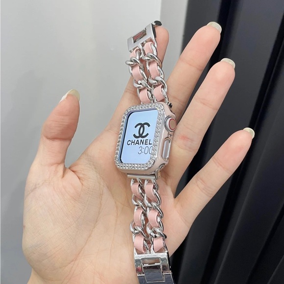 NEW Strap Chain Leather Stainless Band For Apple Watch - SP - Picture 3 of 7